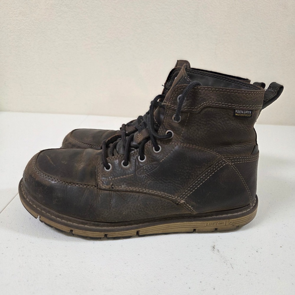 KEEN Utility San Jose 6 Waterproof Moc Toe Work Boots Mens 10D Brown Leather